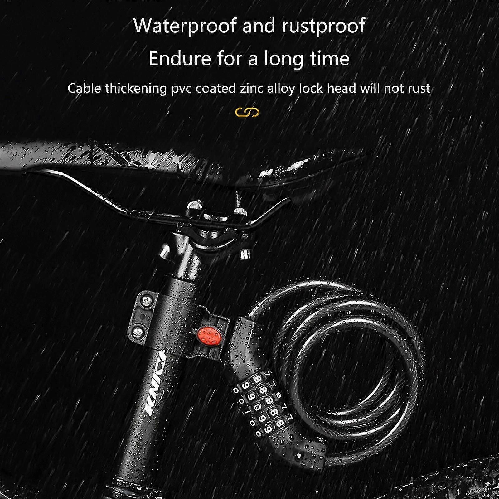 5-Digit Resettable Combination Bike Cable Lock, Self-Coiling Waterproof Anti-Theft Security Lock for Bicycle, Motorcycle, Scooter and Skateboard - Yellow