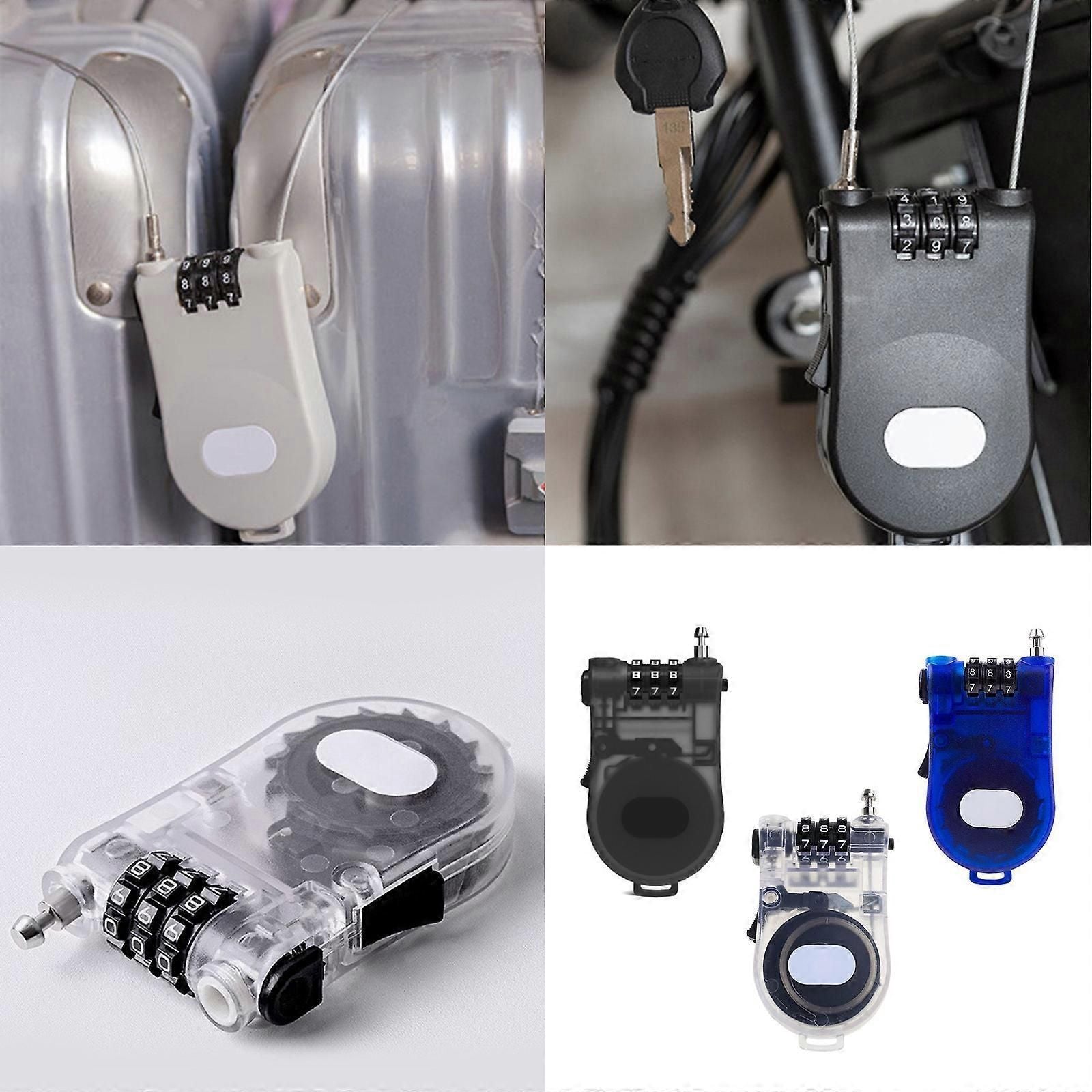 Combination Helmet Cable Lock, Portable Security Cable Lock for Motorcycle Helmet, Bicycle Helmet, Backpack and Luggage - Black