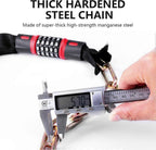 Bike Chain Lock, 5 Digit Combination High Security Bicycle Lock Resettable Heavy Duty Cycling Chain Locks for Bicycle - 0.6m