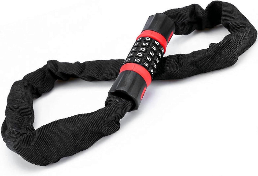 Bike Chain Lock, 5 Digit Combination High Security Bicycle Lock Resettable Heavy Duty Cycling Chain Locks for Bicycle - 1.5m