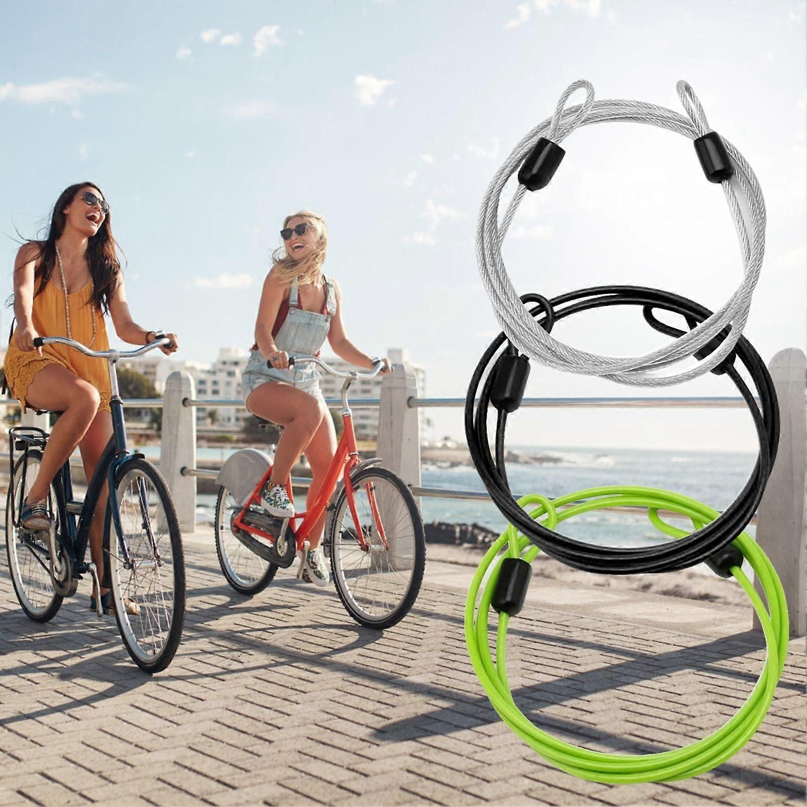 Widely Used Bicycle Lock Double Head Ring Design Anti-theft Security Bicycle Lock Rope for Bike - Gray