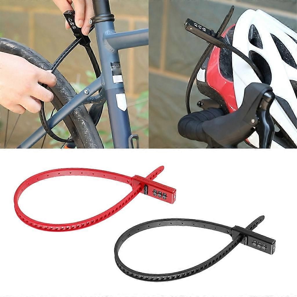 Bicycles Combination Lock, Lock for Road Bicycles Lock Zips Tie Lock Cable Lock - Red
