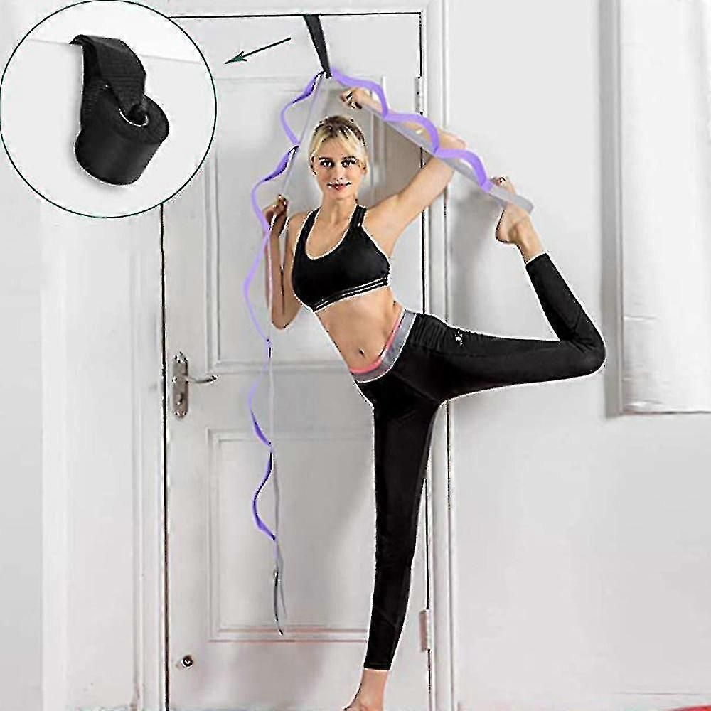 Yoga Stretch Strap with Handles for Stretching, Non-Elastic Exercise Strap for Physical Therapy, Pilates, Yoga & Flexibility Training - Silver