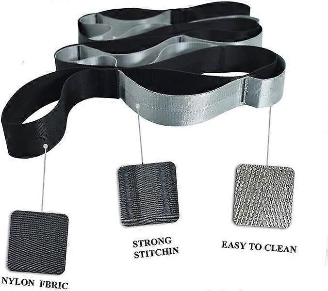 12 Loop Yoga Stretch Strap, Non-Elastic Stretching Strap for Yoga, Pilates, Physical Therapy & Flexibility Training - Blue