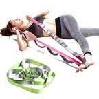 Yoga Straps Stretching Strap with 12 Loops Workout Poster Long Stretch Out Bands compatible with Stretching Physical Therapy Equipment - Green