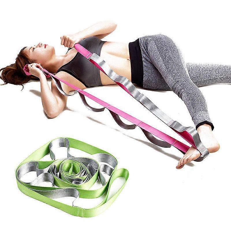 Yoga Straps Stretching Strap with 12 Loops Workout Poster Long Stretch Out Bands compatible with Stretching Physical Therapy Equipment - Rose Red