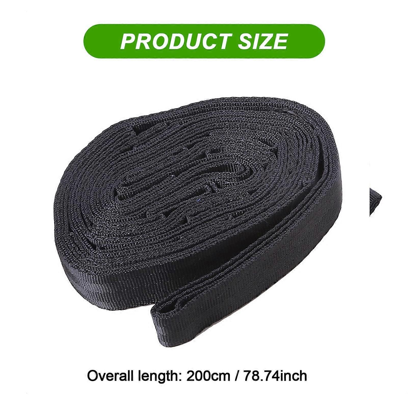 2pcs Hammock Tree Straps Set Effortless Operation Lightweight Stretching Straps Suitable for Hiking Camping - Black
