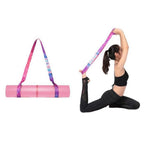 2-in-1 Yoga Mat Carry Strap & Stretch Strap with Adjustable Buckles for Yoga, Pilates & Fitness - Light Blue