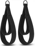 Adjustable DRing Pilates Straps Double Loop Yoga Stretch Strap for Flexibility and Strength, 1 Pair Black