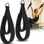 Adjustable DRing Pilates Straps Double Loop Yoga Stretch Strap for Flexibility and Strength, 1 Pair Black