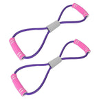 2Pcs Purple 8-Shaped Chest Expander Stretching Strap for Yoga Fitness