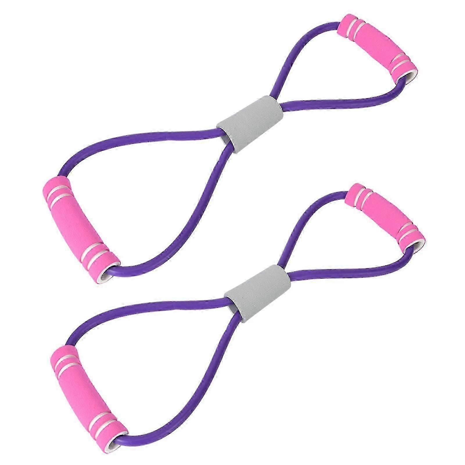 2Pcs Purple 8-Shaped Chest Expander Stretching Strap for Yoga Fitness