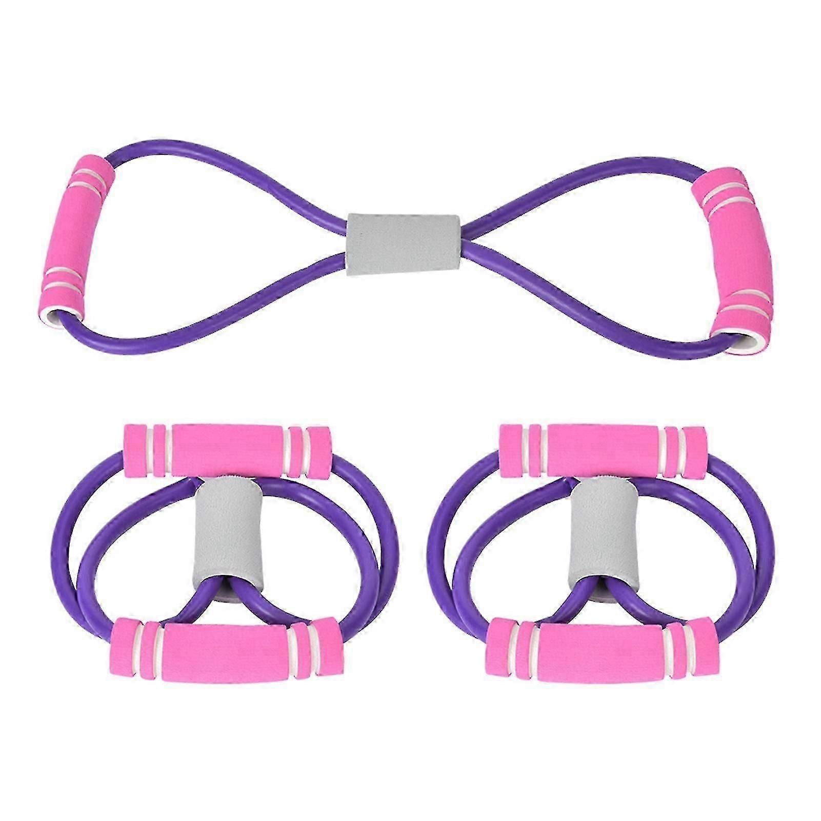 2Pcs Purple 8-Shaped Chest Expander Stretching Strap for Yoga Fitness