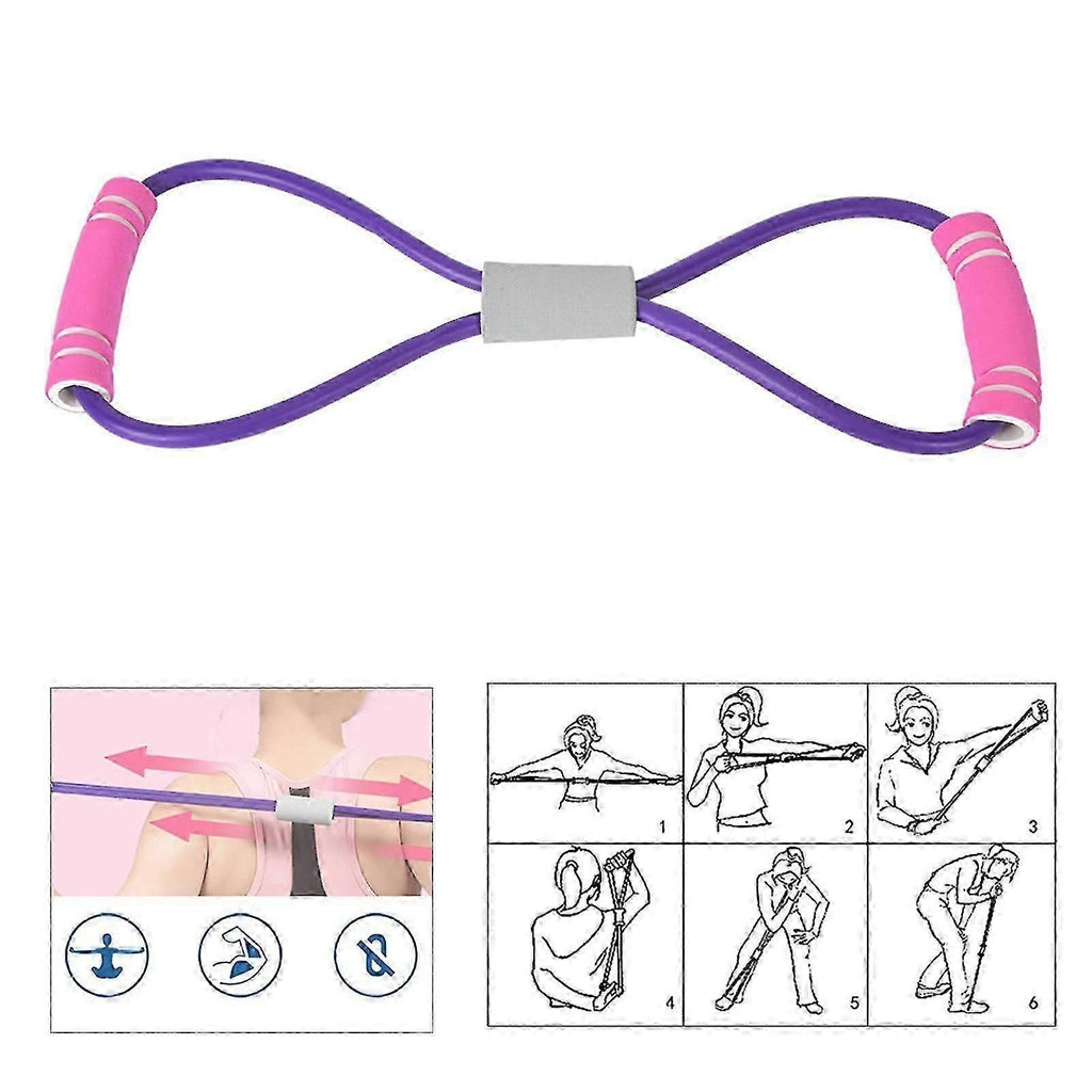 2Pcs Purple 8-Shaped Chest Expander Stretching Strap for Yoga Fitness
