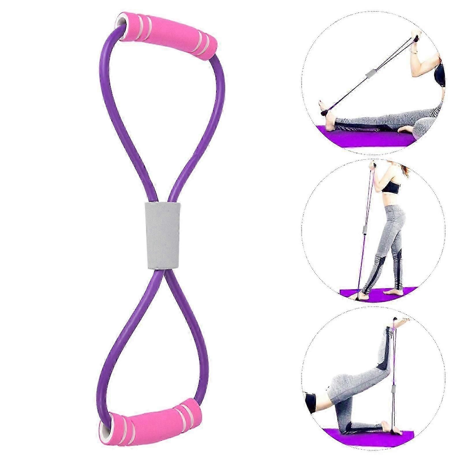 2Pcs Purple 8-Shaped Chest Expander Stretching Strap for Yoga Fitness