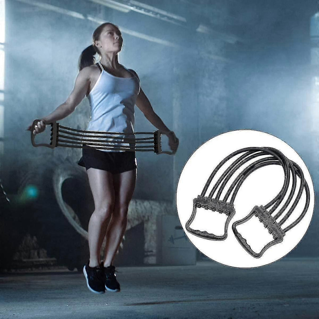 Chest Expander Removable Spring Exercise Arm Stretch Strap Tension Cord - Black