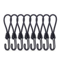10Pcs Tent Stretch Strap Set Bungee Cords Set with Hooks, Metal Shock Cord Hook - Black