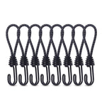 10Pcs Tent Stretch Strap Set Bungee Cords Set with Hooks, Metal Shock Cord Hook - Black
