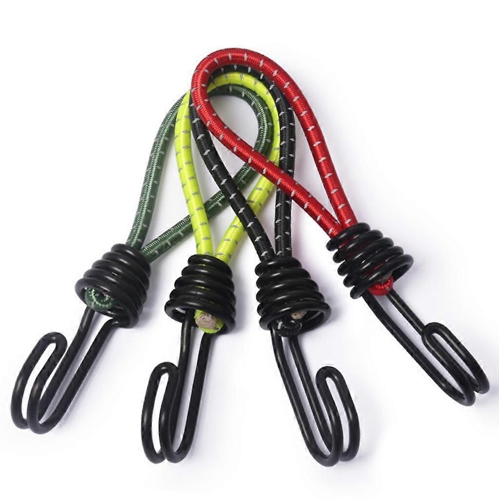 10Pcs Tent Stretch Strap Set Bungee Cords Set with Hooks, Metal Shock Cord Hook - Black