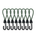 10Pcs Tent Stretch Strap Set Bungee Cords Set with Hooks, Metal Shock Cord Hook - Green