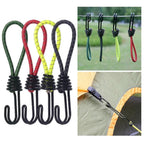 10Pcs Tent Stretch Strap Set Bungee Cords Set with Hooks, Metal Shock Cord Hook - Yellow