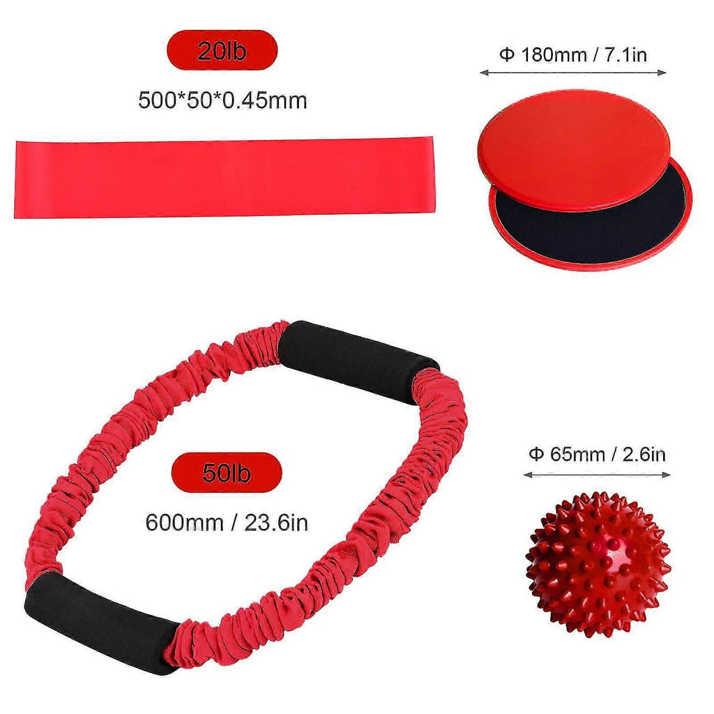 Yoga Fitness O-ring Tensioner Six-piece Stretch Strap For Yoga Exercise Pilates Red