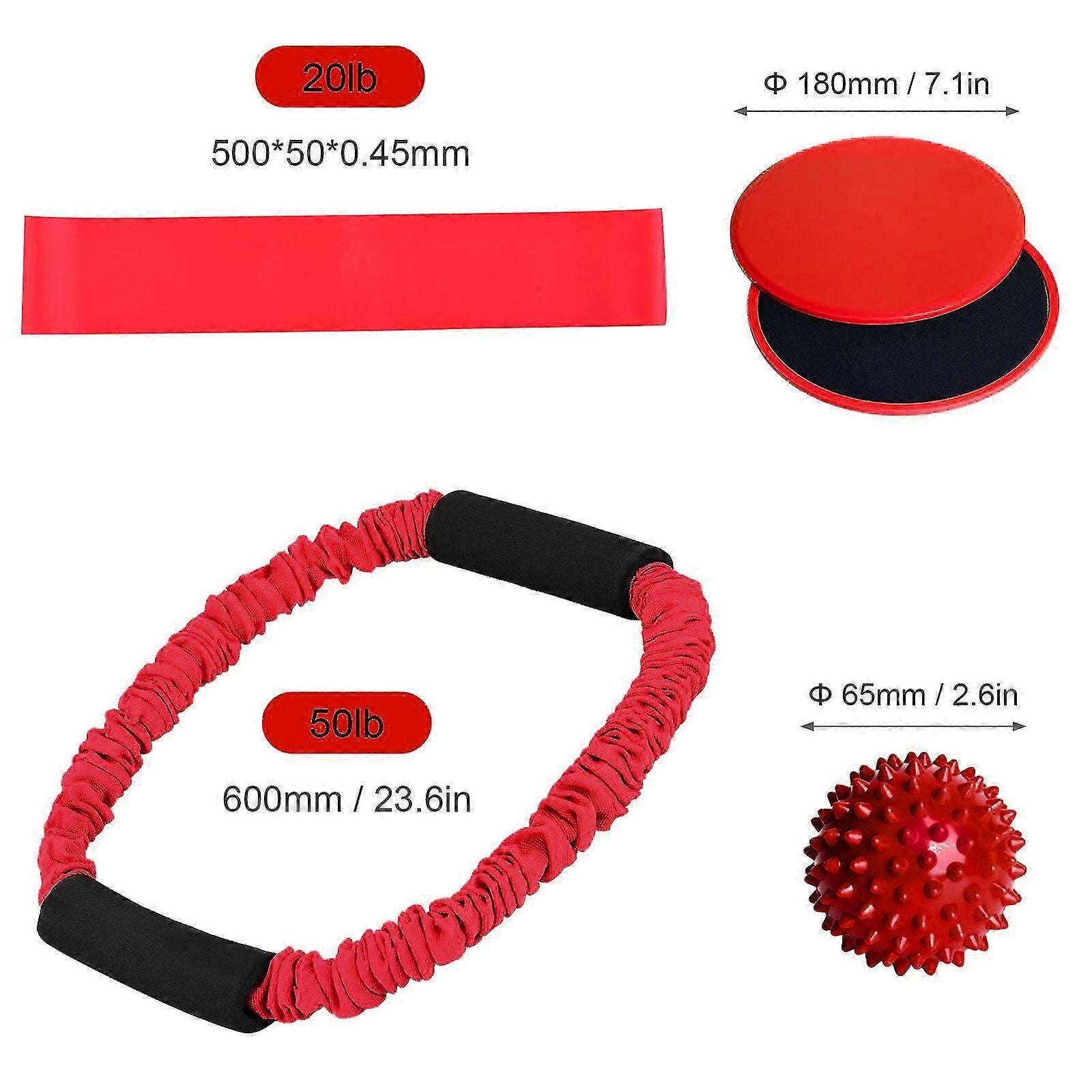 Yoga Fitness O-ring Tensioner Six-piece Stretch Strap For Yoga Exercise Pilates Red