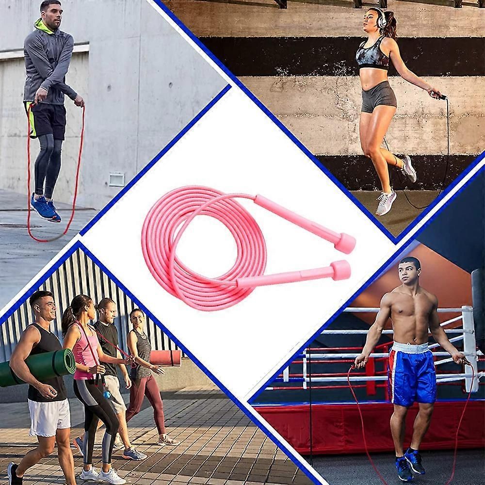Speed Jump Rope for Fitness, Racing Skipping Rope with Ball Bearings, Adjustable Exercise Jump Rope for Cardio, Boxing, CrossFit & Workout - Pink