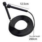 Speed Jump Rope for Fitness, Racing Skipping Rope with Ball Bearings, Adjustable Exercise Jump Rope for Cardio, Boxing, CrossFit & Workout - Black