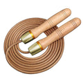 Adjustable Leather Jump Rope with Wooden Handles, Ball Bearing Speed Skipping Rope for Cardio, Boxing, Fitness, CrossFit & Exercise Training - Gold