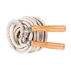 Wooden Handle Long Jump Rope, Adjustable Cotton Twine Skipping Rope for Team Games, School Sports, Playground Activities & Fitness - 15m