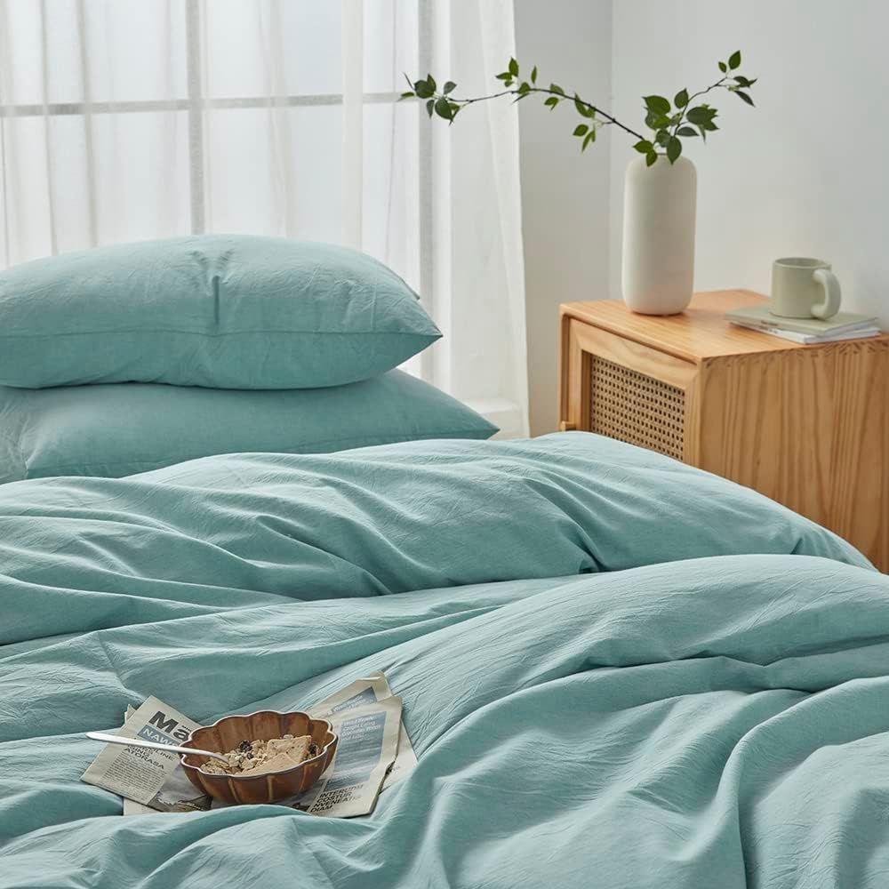 Hotel Soft Microfiber Duvet Cover Set-2000TC Quilt Cover Set & Pillowcases -1 Donna Cover Zipper Closure & 1 x Pillowcases-Breathable Bedding - Wrinkle, Fade, Stain Resistant(Ice Blue,Double)