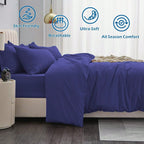 Hotel Soft Microfiber Duvet Cover Set-2000TC Quilt Cover Set & Pillowcases -1 Donna Cover Zipper Closure & 1 x Pillowcases-Breathable Bedding - Wrinkle, Fade, Stain Resistant(Royal blue,Double)