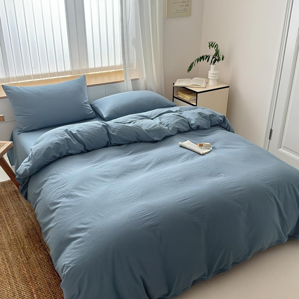 Hotel Soft Microfiber Duvet Cover Set-2000TC Quilt Cover Set & Pillowcases -1 Donna Cover Zipper Closure & 1 x Pillowcases-Breathable Bedding - Wrinkle, Fade, Stain Resistant(Ocean,Double)