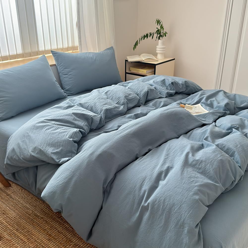 Hotel Soft Microfiber Duvet Cover Set-2000TC Quilt Cover Set & Pillowcases -1 Donna Cover Zipper Closure & 1 x Pillowcases-Breathable Bedding - Wrinkle, Fade, Stain Resistant(Ocean,Double)