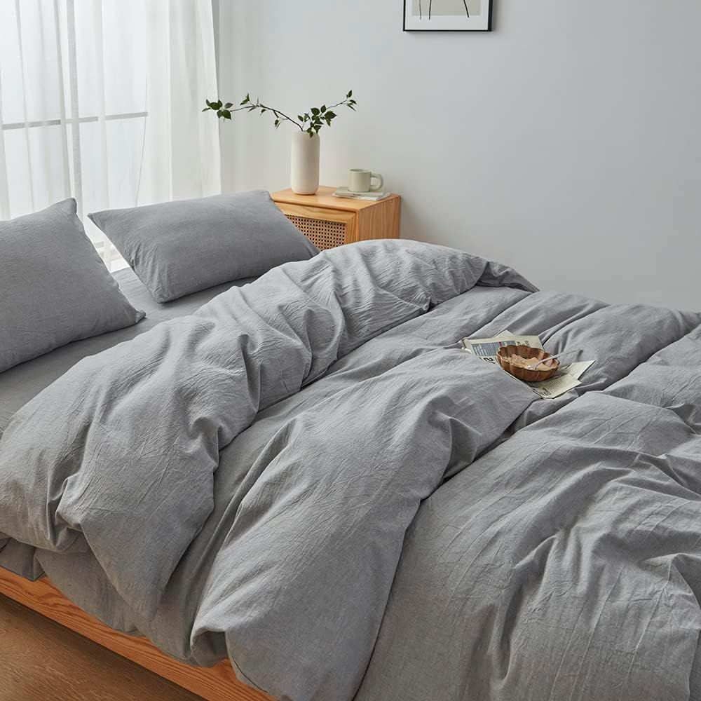 Hotel Soft Microfiber Duvet Cover Set-2000TC Quilt Cover Set & Pillowcases -1 Donna Cover Zipper Closure & 1 x Pillowcases-Breathable Bedding - Wrinkle, Fade, Stain Resistant(Grey,Double)