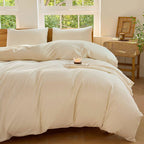 Hotel Soft Microfiber Duvet Cover Set-2000TC Quilt Cover Set & Pillowcases -1 Donna Cover Zipper Closure & 1 x Pillowcases-Breathable Bedding - Wrinkle, Fade, Stain Resistant(Cream White,Double)