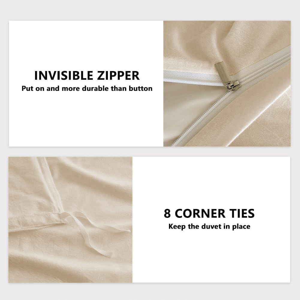Hotel Soft Microfiber Duvet Cover Set-2000TC Quilt Cover Set & Pillowcases -1 Donna Cover Zipper Closure & 1 x Pillowcases-Breathable Bedding - Wrinkle, Fade, Stain Resistant(Cream White,Double)