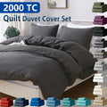 Hotel Soft Microfiber Duvet Cover Set-2000TC Quilt Cover Set & Pillowcases -1 Donna Cover Zipper Closure & 1 x Pillowcases-Breathable Bedding - Wrinkle, Fade, Stain Resistant(Dark gray,Double)