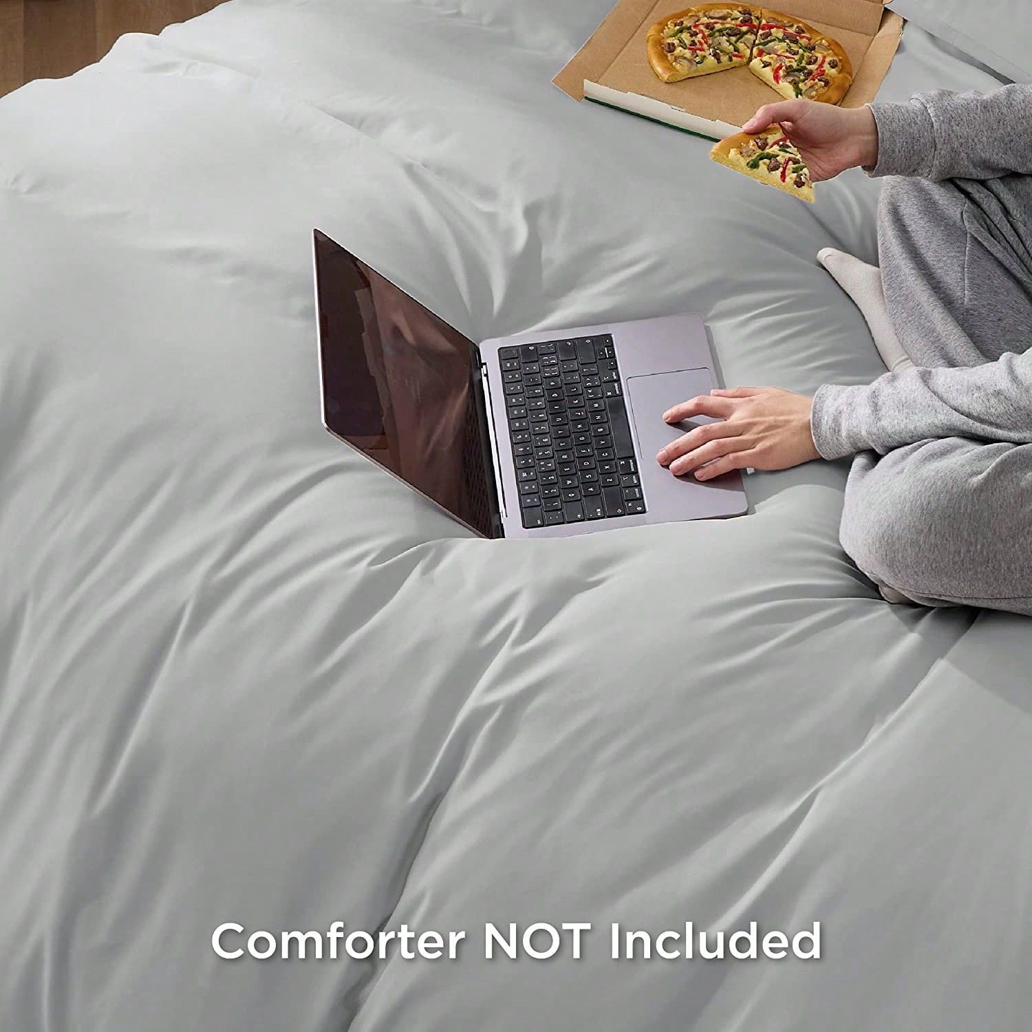 Hotel Soft Microfiber Duvet Cover Set-2000TC Quilt Cover Set & Pillowcases -1 Donna Cover Zipper Closure & 1 x Pillowcases-Breathable Bedding - Wrinkle, Fade, Stain Resistant(Silver-gray,Double)