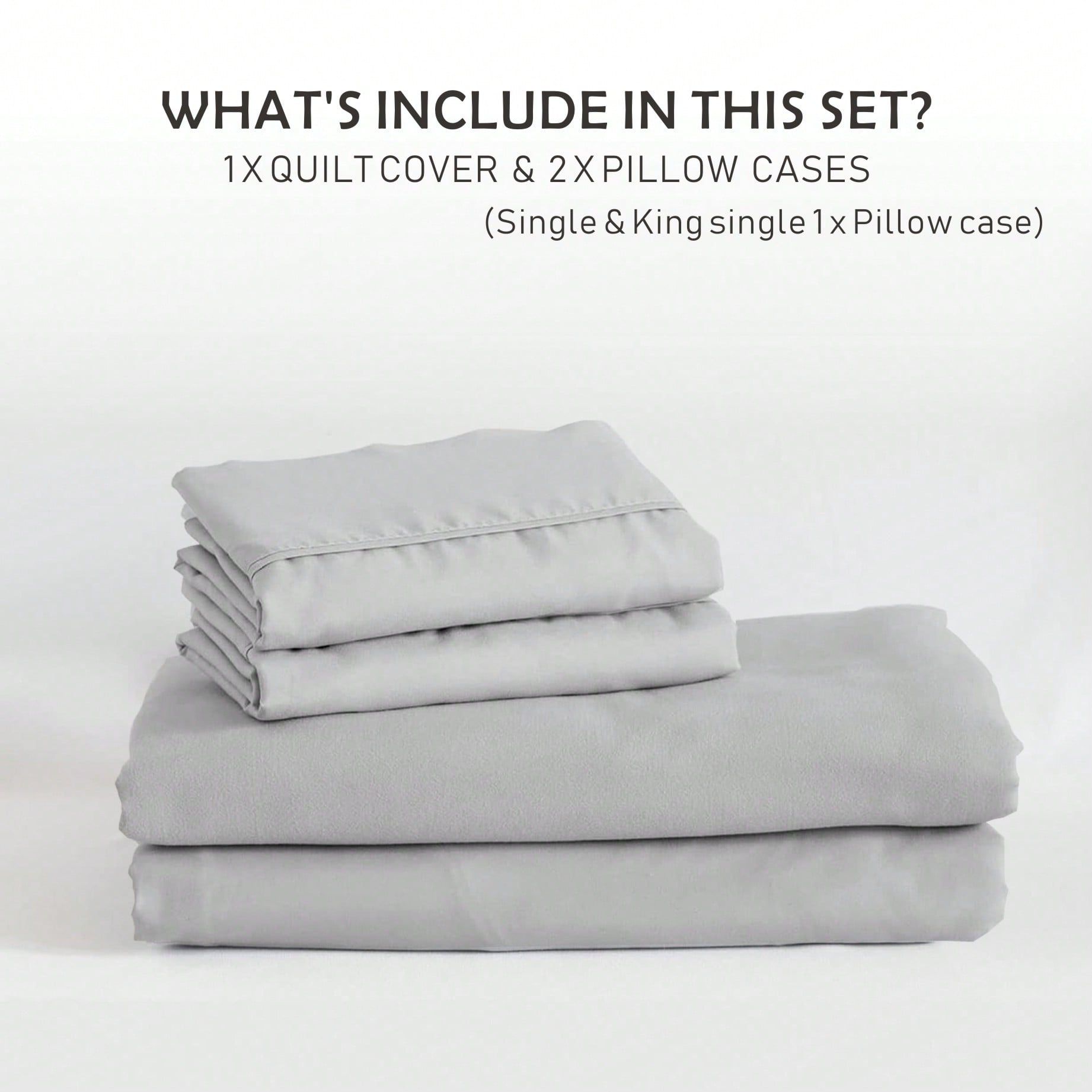 Hotel Soft Microfiber Duvet Cover Set-2000TC Quilt Cover Set & Pillowcases -1 Donna Cover Zipper Closure & 1 x Pillowcases-Breathable Bedding - Wrinkle, Fade, Stain Resistant(Silver-gray,Double)