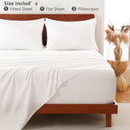 Hotel Soft Bed Sheet Set- Bedding Sheets & Pillowcases -Breathable Bedding - Wrinkle, Fade, Stain Resistant-Deep Pocket Flat Fitted Bed Sheet Set(White,Double)
