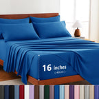 Hotel Soft Bed Sheet Set- Bedding Sheets & Pillowcases -Breathable Bedding - Wrinkle, Fade, Stain Resistant-Deep Pocket Flat Fitted Bed Sheet Set(Royal blue,Double)
