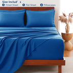 Hotel Soft Bed Sheet Set- Bedding Sheets & Pillowcases -Breathable Bedding - Wrinkle, Fade, Stain Resistant-Deep Pocket Flat Fitted Bed Sheet Set(Royal blue,Double)