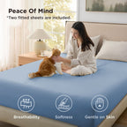Hotel Soft Bed Sheet Set- Bedding Sheets & Pillowcases -Breathable Bedding - Wrinkle, Fade, Stain Resistant-Deep Pocket Flat Fitted Bed Sheet Set(Ocean,Double)