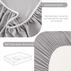 Hotel Soft Bed Sheet Set- Bedding Sheets & Pillowcases -Breathable Bedding - Wrinkle, Fade, Stain Resistant-Deep Pocket Flat Fitted Bed Sheet Set(Silver-gray,Double)