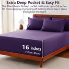 Hotel Soft Bed Sheet Set- Bedding Sheets & Pillowcases -Breathable Bedding - Wrinkle, Fade, Stain Resistant-Deep Pocket Flat Fitted Bed Sheet Set(Purple,Double)