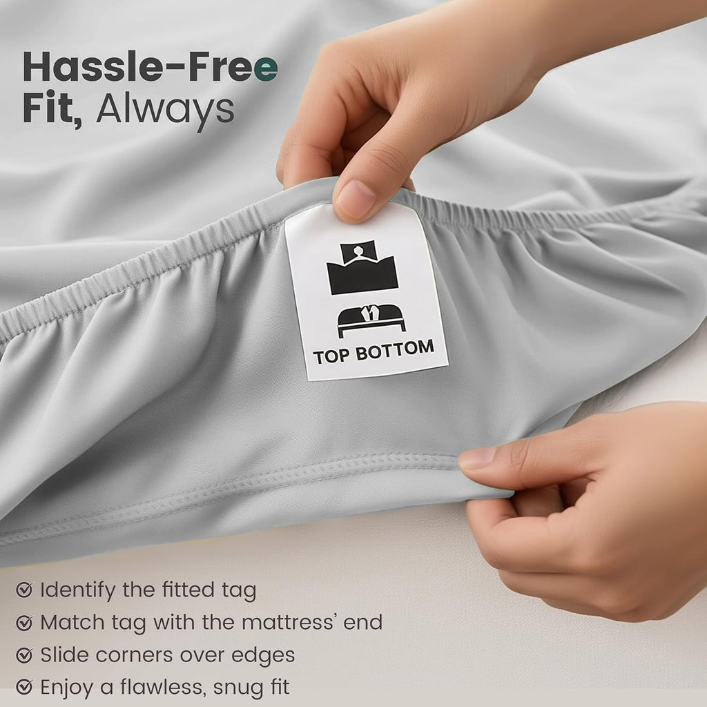 Hotel Quality Fitted Sheet - 1 Piece Fitted Sheet  -Breathable Bedding - Wrinkle, Fade, Stain Resistant- 16inch/40cm Deep Pocket Fitted Bed Sheet-Wrinkle and Fade Resistant,(Silver-gray,Double)