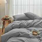 Hotel Soft Microfiber Duvet Cover Set-2000TC Quilt Cover Set & Pillowcases -1 Donna Cover Zipper Closure & 1 x Pillowcases-Breathable Bedding - Wrinkle, Fade, Stain Resistant(Grey,King)