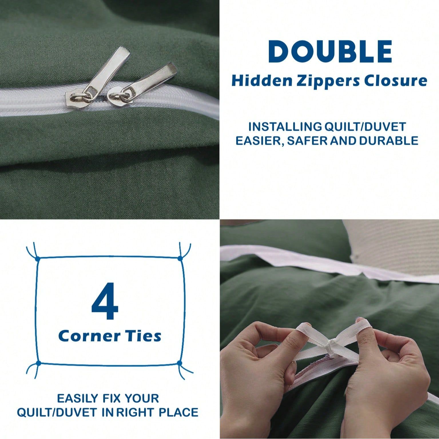 Hotel Soft Microfiber Duvet Cover Set-2000TC Quilt Cover Set & Pillowcases -1 Donna Cover Zipper Closure & 1 x Pillowcases-Breathable Bedding - Wrinkle, Fade, Stain Resistant(Olive green,King)